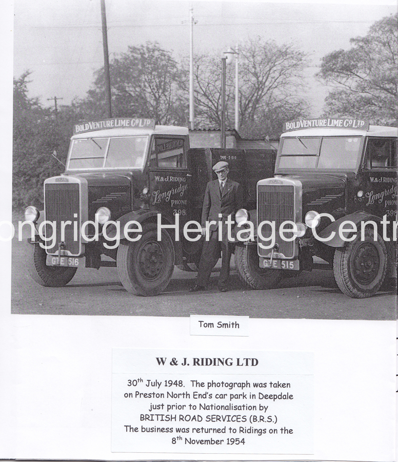 251F - Riding's Lorries - A lineup photographed at Deepdale - 1948